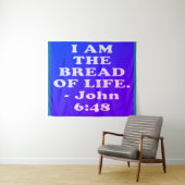 ジョン6時48分から聖書の一節。 タペストリー (インサイチュ(横))