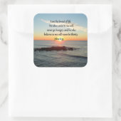 ジョン6:35サンライズ写真デザイン スクエアシール (バッグ)