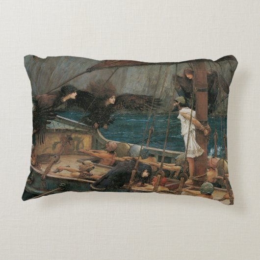 ジョン・ウィリアム・ウォーターハウスによるユリシーズとサイレン アクセントクッション (裏面)