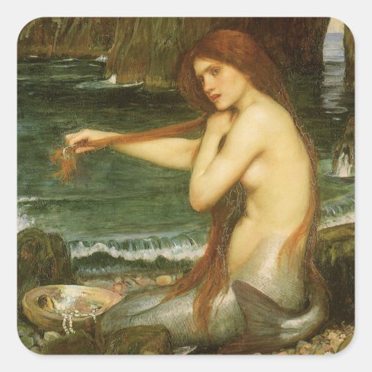 ジョン・ウィリアム・ウォーターハウスによる人魚 スクエアシール (正面)