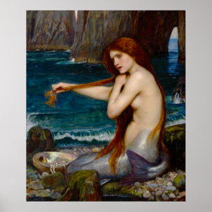 ジョン・ウィリアム・ウォーターハウスによる「人魚」(1900年頃) ポスター
