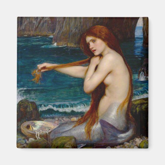 ジョン・ウィリアム・ウォーターハウスによる「人魚」（1900年頃） マグネット (正面)