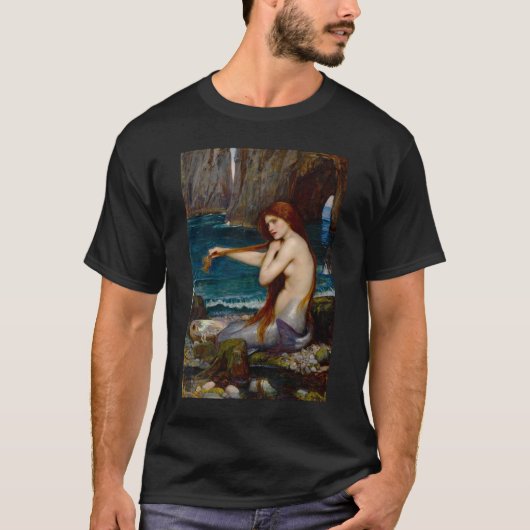 ジョン・ウィリアム・ウォーターハウスによる『人魚』(1900年頃) Tシャツ (正面)