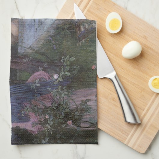 ジョン・ウィリアム・ウォーターハウスによる「受胎告知」 キッチンタオル (四つ折り)