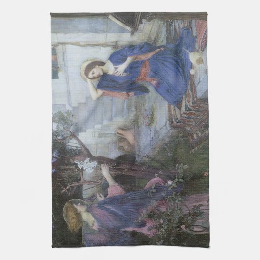 ジョン・ウィリアム・ウォーターハウスによる「受胎告知」 キッチンタオル (縦)