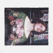 ジョン・ウィリアム・ウォーターハウスのレディとバラ フリースブランケット (正面(横))