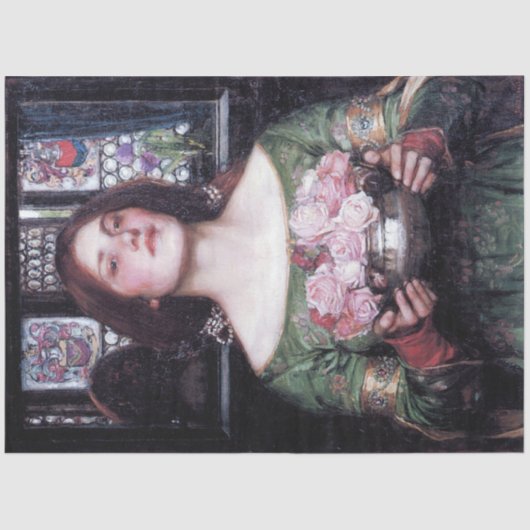 ジョン・ウィリアム・ウォーターハウスのレディとバラ 薄葉紙 (正面)