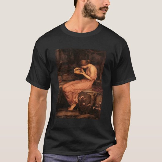 ジョン・ウィリアム・ウォーターハウスの精神がゴルドを開く Tシャツ (正面)