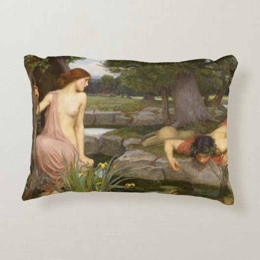 ジョン・ウィリアム・ウォーターハウス著エコーそしてスイセン アクセントクッション (裏面)