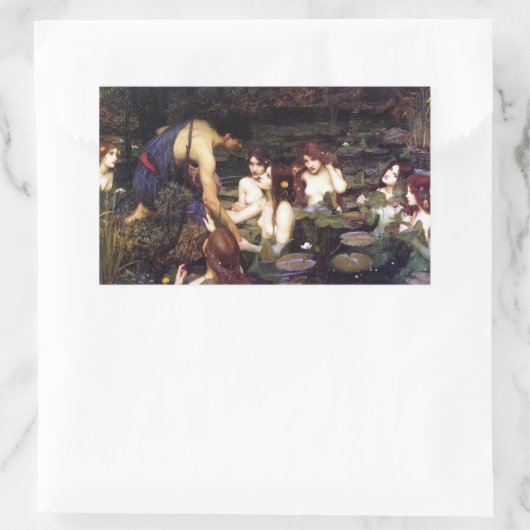 ジョン・ウィリアム・ウォーターハウス・ハイラスとニンフ 長方形シール (バッグ)