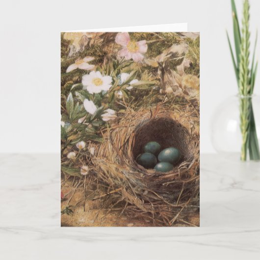 ジョン・ウィリアム・ヒルによる鳥の巣と犬のバラ カード (正面)