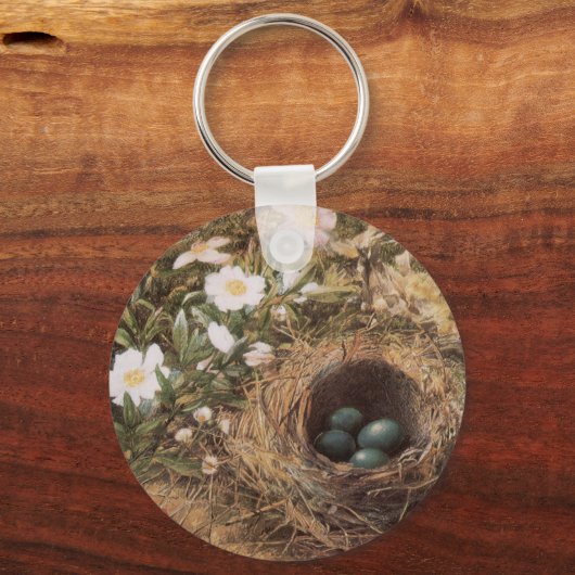 ジョン・ウィリアム・ヒルによる鳥の巣と犬のバラ キーホルダー (裏面)