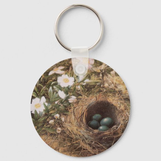 ジョン・ウィリアム・ヒルによる鳥の巣と犬のバラ キーホルダー (裏面)