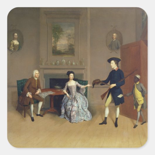 ジョン・オーデは妻アンとその長男と共に スクエアシール (正面)