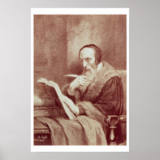 ジョン・カルビンポートレート（1509年～1564年）(版木、銅版、版画) ポスター (正面)