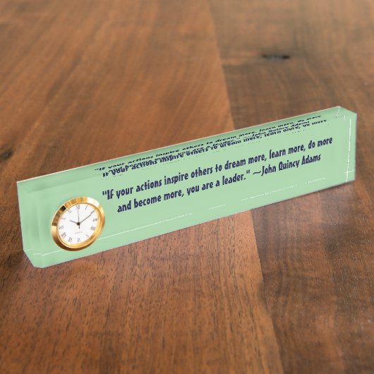 ジョン・クィンシー・アダムズのリーダーシップの引用文 デスクネームプレート (側面)