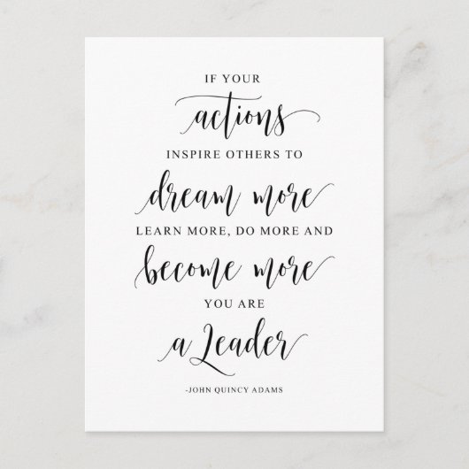 ジョン・クインシー・アダムス, あなたの行動が他の人を勇気づけるならば ポストカード (正面)
