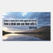 ジョン・クロウ感動的引用文「強い魚」 長方形シール (正面)