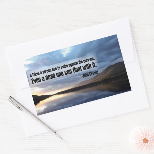 ジョン・クロウ感動的引用文「強い魚」 長方形シール (封筒)