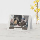 ジョン・ケイお気に入りの猫は色を付けた カード (黄色い花)