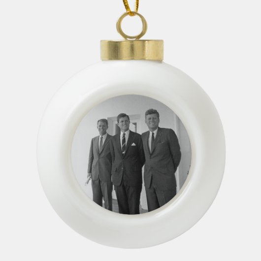 ジョン・ケネディ大統領とアメリカキャメロット兄弟 セラミックボールオーナメント (正面)