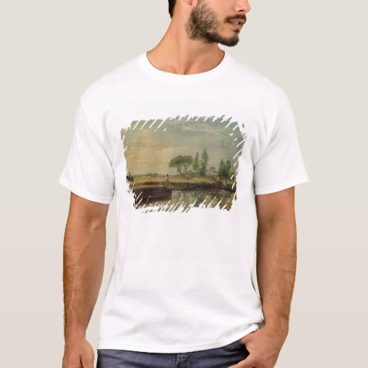ジョン・コンスタブル| Flatfordロック、c.18の下のはしけ Tシャツ (正面)
