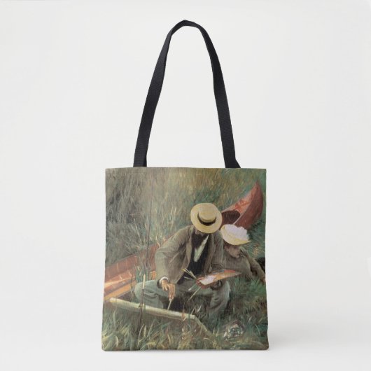 ジョン・シンガー・サーロンド作「妻と共にスケッチするポール・へレウ」 トートバッグ (正面)