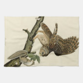 ジョン・ジェームス・オードボンのアメリカの鳥バred owl キッチンタオル (横)