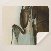 ジョン・ジェームス・オードボンブラウンペリカン絵画アートワーク シェルパブランケット (正面(横))