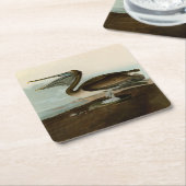 ジョン・ジェームス・オードボンブラウンペリカン絵画アートワーク スクエアペーパーコースター (アングル)