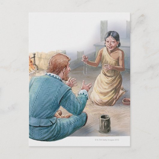 ジョン・スミス船長のイラストレーション ポストカード (正面)