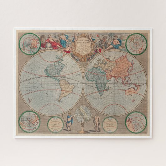ジョン・セネックスによる世界の新しい地図(1720年) ジグソーパズル (横)