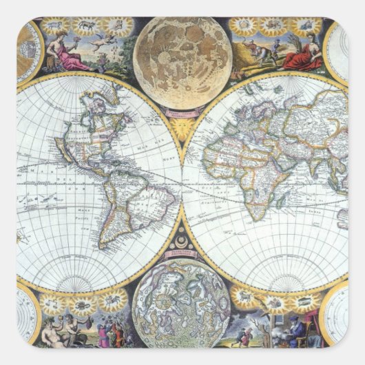 ジョン・セラーのアンティーク世界地図 Atlas Maritimus スクエアシール (正面)