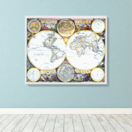 ジョン・セラーの海図帳「Atlas Maritimus」からの古地図 キャンバスプリント