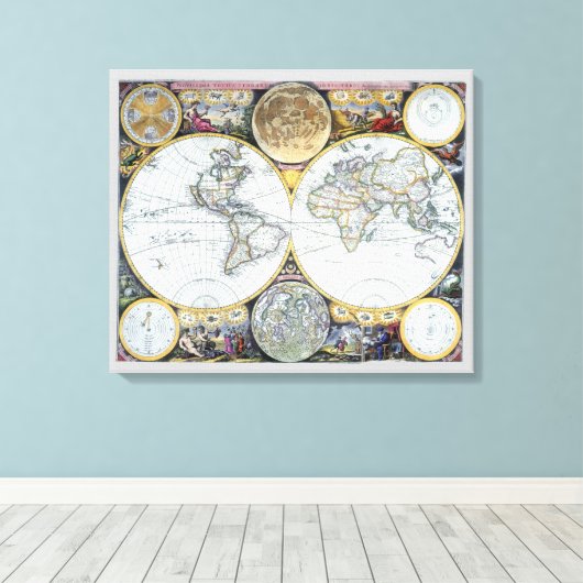 ジョン・セラーの海図帳「Atlas Maritimus」からの古地図 キャンバスプリント (インサイチュ (ウッドフロア))