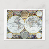 ジョン・セラーの海図帳「Atlas Maritimus」からの古地図 ポストカード (正面)