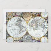 ジョン・セラーの海図帳「Atlas Maritimus」より、古地図の世界地図 招待状 (正面)