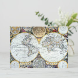 ジョン・セラーの海図帳「Atlas Maritimus」より、古地図の世界地図 招待状