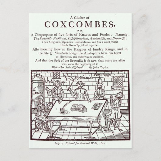 ジョン・テイラーによるCoxcombesの集団 ポストカード (正面)