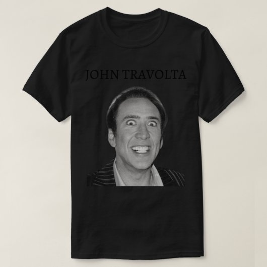 ジョン・トラボルタ・ニコラス・ケージ・シおもしろいャツミーム Tシャツ (デザイン正面)