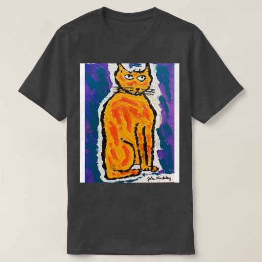 ジョン・ハインクリーオリジナル絵を描猫の電話ケース Tシャツ (デザイン正面)