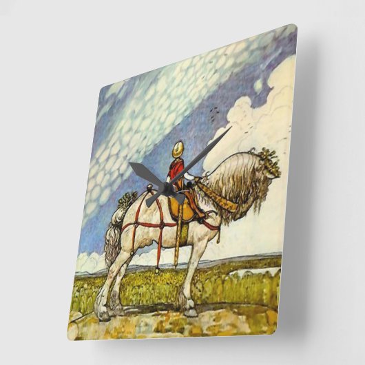 ジョン・バウアーによる「広い世界へ」 スクエア壁時計 (傾斜)