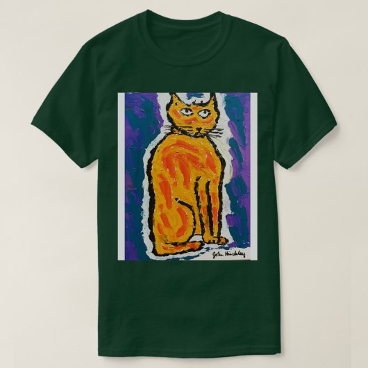 ジョン・ヒンクレー絵を描オリジナル猫のTシャツ Tシャツ (デザイン正面)