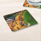 ジョン・ファルターによるゴルフ・ドライブ・レンジ スクエアペーパーコースター (アングル)