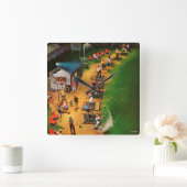 ジョン・ファルターによるゴルフ・ドライブ・レンジ スクエア壁時計 (ホーム)