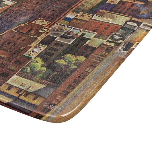 ジョン・ファルターによるニューヨーク市の鳥瞰図 カッティングボード (角)