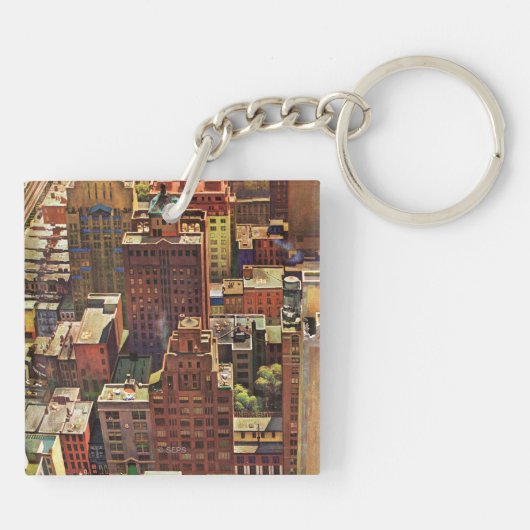 ジョン・ファルターによるニューヨーク市の鳥瞰図 キーホルダー (裏面)