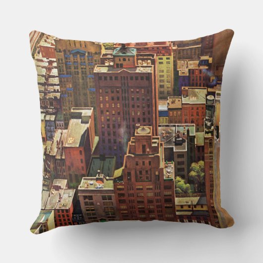 ジョン・ファルターによるニューヨーク市の鳥瞰図 クッション (裏面)