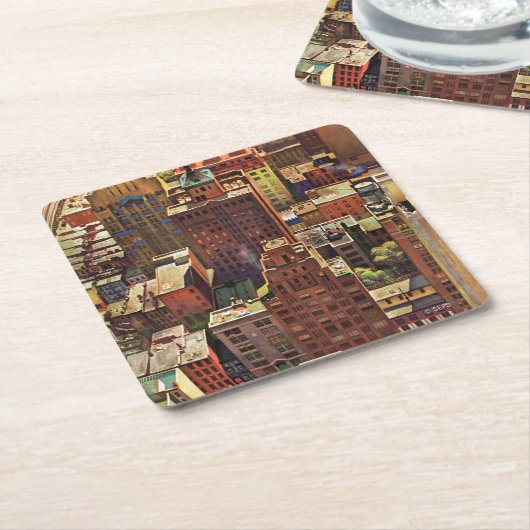 ジョン・ファルターによるニューヨーク市の鳥瞰図 スクエアペーパーコースター (アングル)