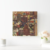 ジョン・ファルターによるニューヨーク市の鳥瞰図 スクエア壁時計 (ホーム)